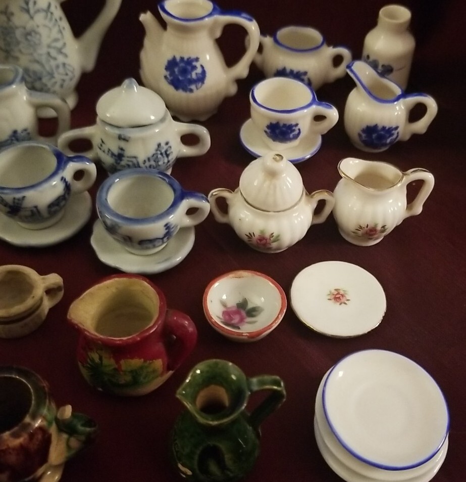 Huge Lot Miniature Dishes Dollhouse Handmade Mexican Pottery eBay