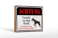 Holzschild Hinweis 12X18 Cm Achtung Vorsicht Vor Dem Hund Deko Schild
