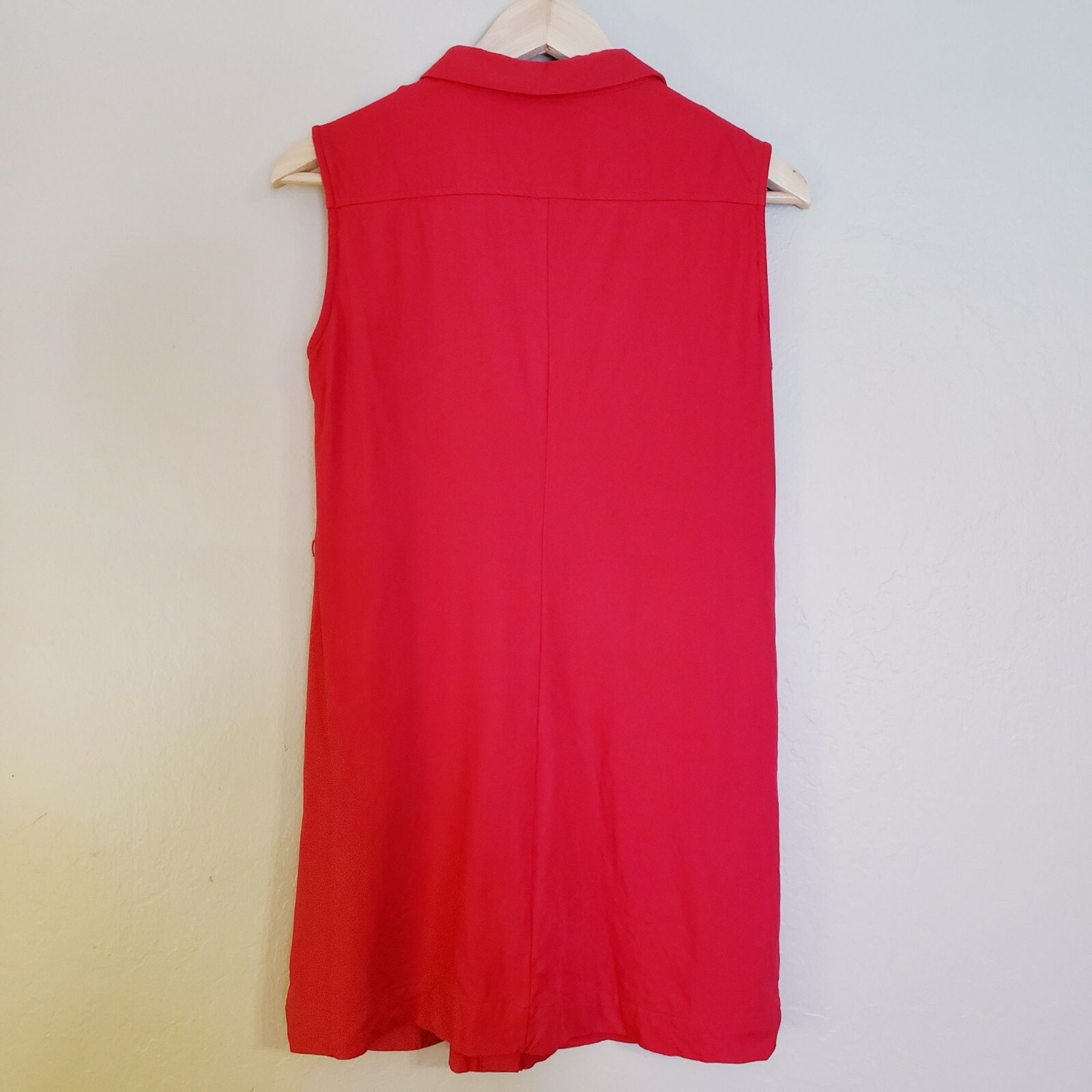 Mango Women's Red Viscose Collared Shirt Dress with Pockets - size 4 thumbnail 2