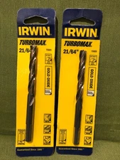 LOT OF 2 Irwin 73321 High Speed Steel Straight Shank Drill Bit 21/64”