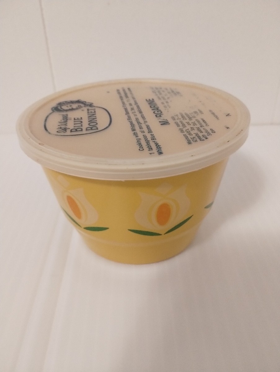 Vintage Pre-Owned Late 1960s-early 1970s Blue Bonnet Margarine Tub w/Lid 8oz