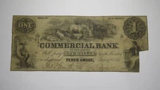 $1 1856 Perth Amboy New Jersey Obsolete Currency Bank Note Bill Commercial Bank