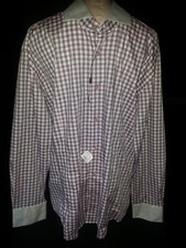NWT BOGOSSE Mens Long Sleeve Button Front Shirt Tappered Sz 6 2XL Purple White