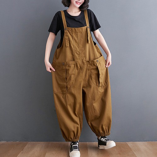 Women Baggy Overalls Jumpsuits Cargo Pants Harem Style Drop Crotch Trousers - Afbeelding 6 van 13