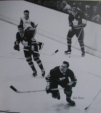 PRINT HOCKEY PICTURE TORONTO MAPLE LEAFS BOBBY BAUN BOB PULFORD vs NORM ULLMAN