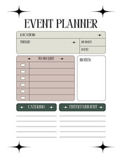 Green and Beige Minimalist Event Planner-PDF Digital Image