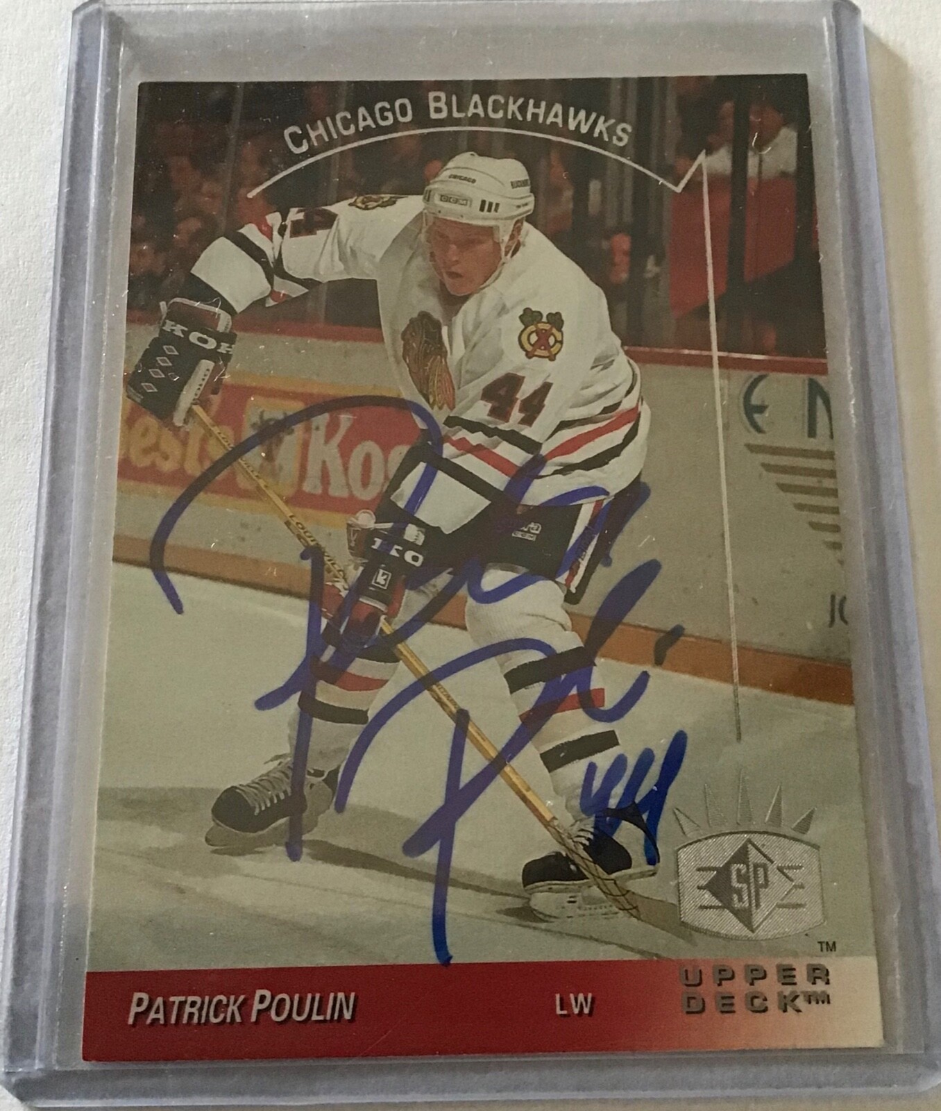 PATRICK POULIN CHICAGO BLACKHAWKS SIGNED UPPER DECK SP 93-94 CARD #30 AUTOGRAPH