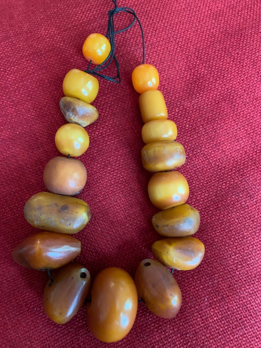 Huge Antique African Amber Phenolic Resin Beads, 17 beads, 138g