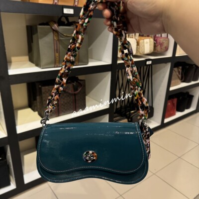 NWT Coach Wavy Dinky Bag In Crinkle Patent Coachtopia Leather
