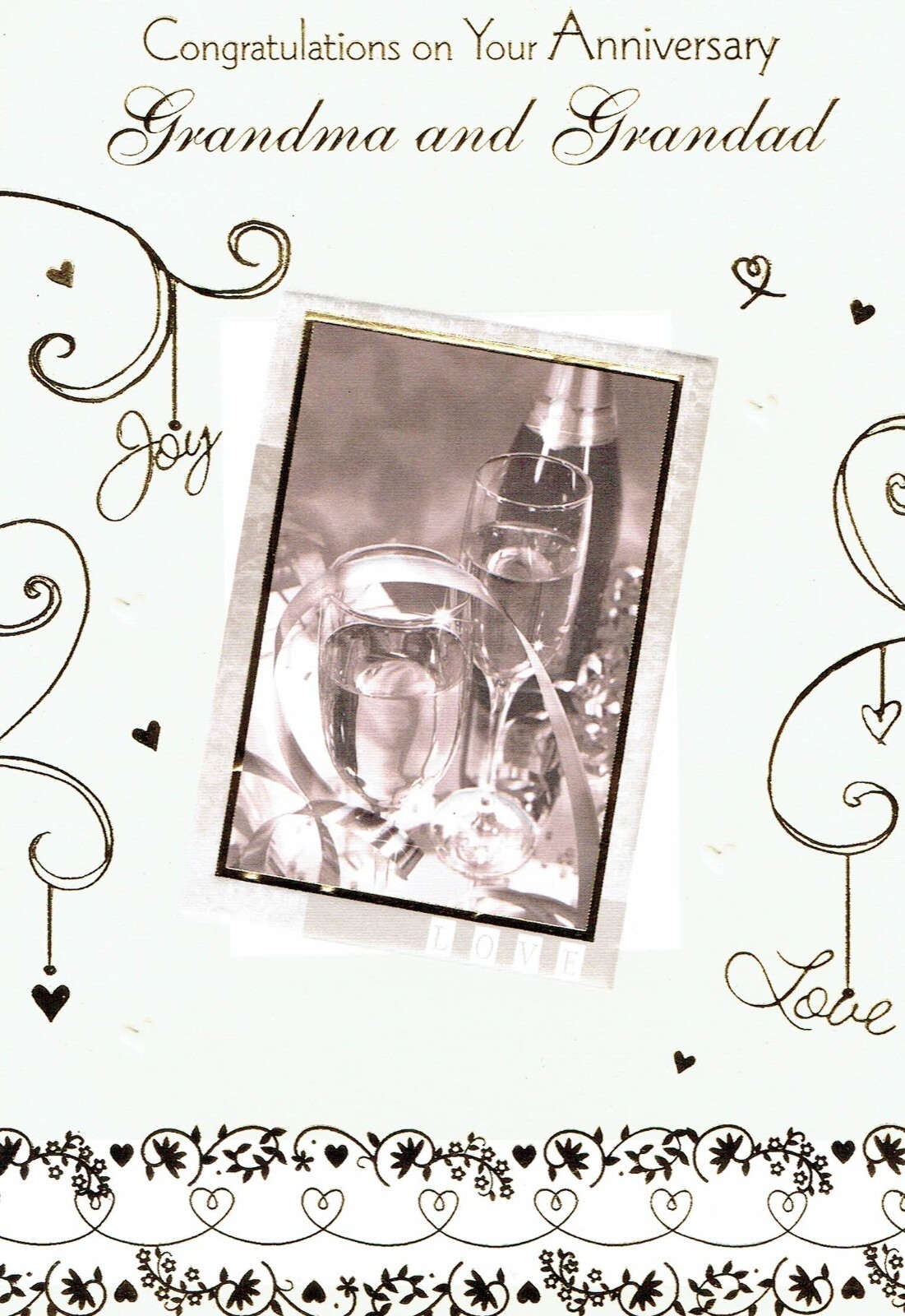 GRANDMA AND GRANDAD ANNIVERSARY CARD, Beautiful Quality Card, Champagne Design