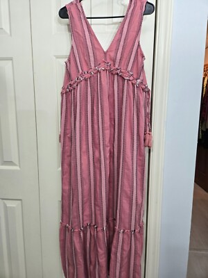 ASO Mean Girls Pink Striped Sleeveless Maxi Dress With Tassel Details Size S