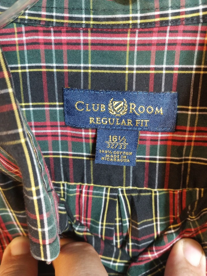 Club Room Size 16 1/2 - 32/33 Long Sleeve Button Up Dress Shirt 44" around waist — 第 4/4 张图片