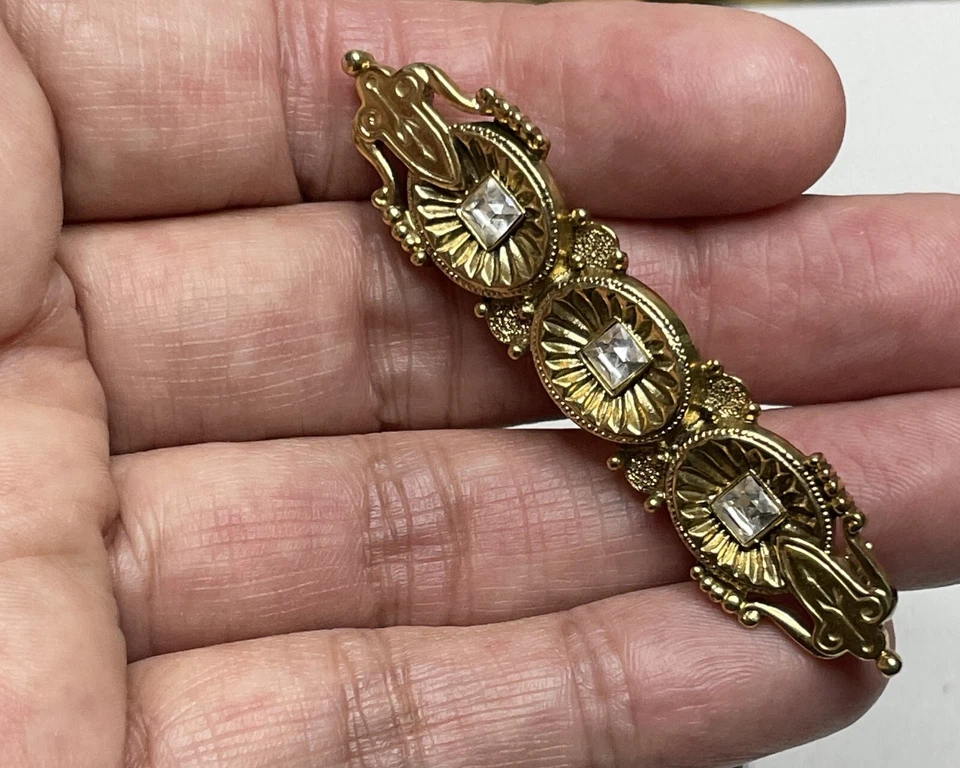 Broche Vintage 1928 Tono Dorado y Circonita Cúbica Hecho en EE. UU. (Judío-218) Foto 3 de 3