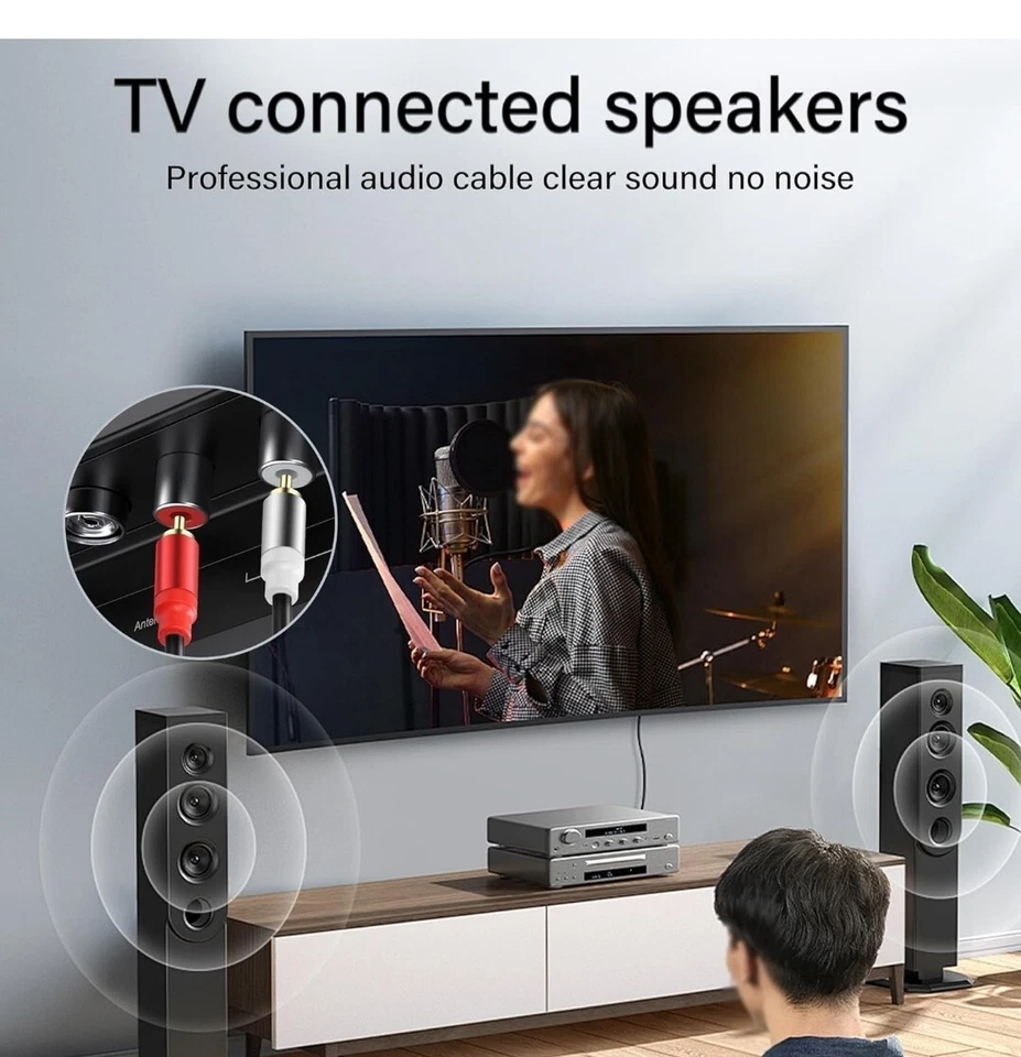 JSADZKJ6.35mm to 2 RCA Cable 1/4 Inch TRS Mono Female to 2 RCA Male Audio B13 - Image 4 of 4