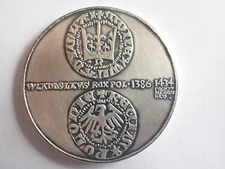 POLISH MEDAL WLADISLAVS (WLADJAGIETT) 1386-1434 70MM, 2 3/4 INCH DIA 124 GR