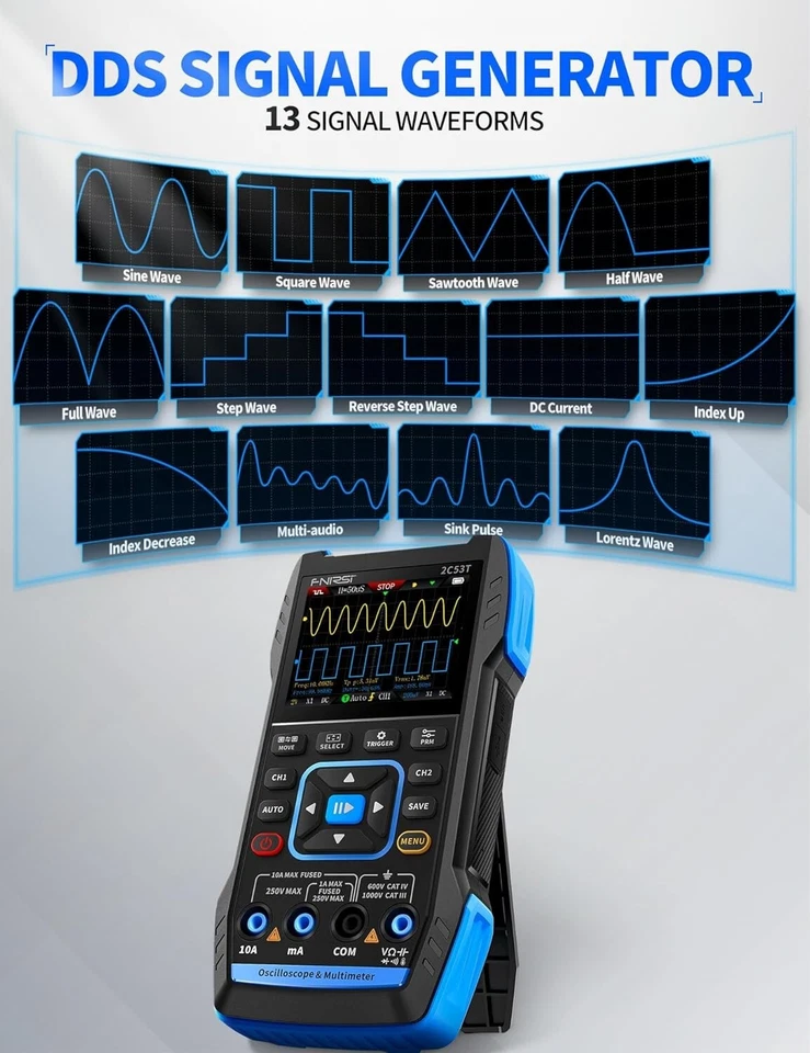 FNIRSI 2C53T Upgraded Handheld Oscilloscope, 50MHz Bandwidth, 3IN1 Oscilloscope - Image 4 of 4