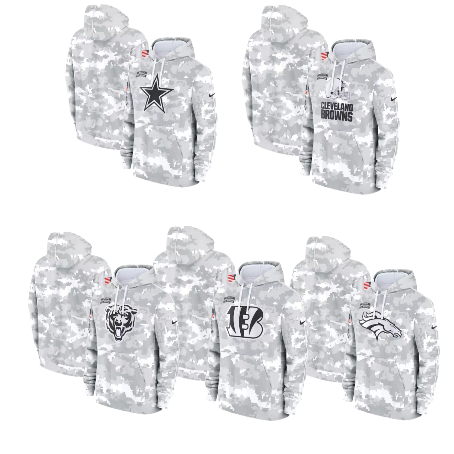 New Arctic Camo 2024 MEN'S Salute to Service Club Fleece Pullover Hoodie