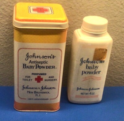 Vtg 100th Anniversary Johnson's Antiseptic Baby Powder Tin & content container