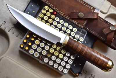 Custom Handmade D2 Steel Hunting Camping Knife With Leather Sheath