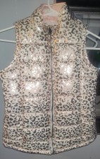P. S. From Aeropostale Winter Puffy Vest Size 12 CREAM WITH GOLD CHEETAH PRINT