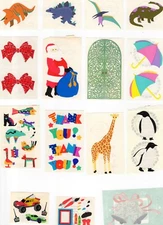 Vintage Mrs Grossman Stickers Lot -Dinosaurs Red Bows Santa