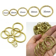 Solid Brass Split Key Ring 15mm  35mm Hook Loop Metal Keychain Leather Craft