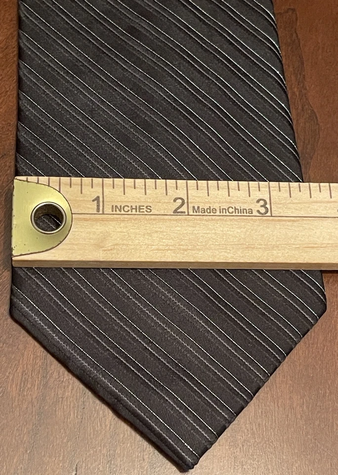 Галстук мужской Merona черный серебристый 97% шелк 3% металлик сделано в Китае - Изображение 4 из 4