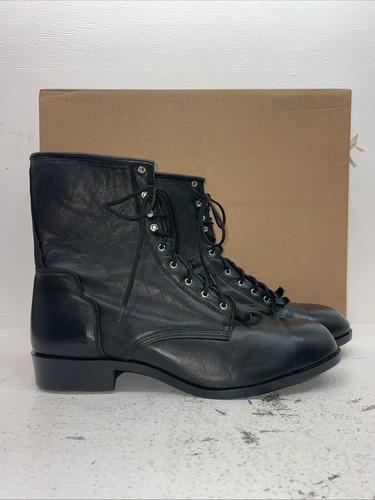 New Men’s Black Lace Up J Chisholm Cowboy Boots. 02000 12 D. 10-62 - Picture 4 of 8
