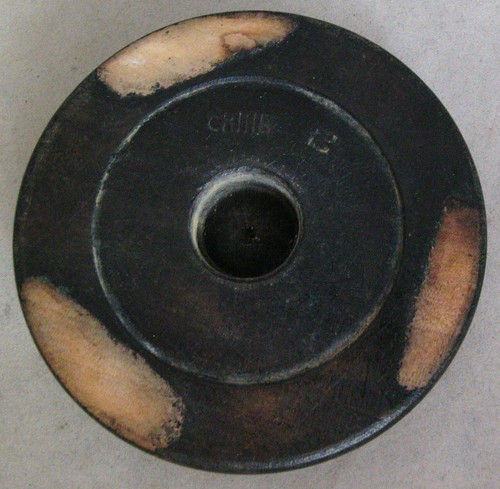 Jarrón de calabaza antiguo japonés de porcelana azul y blanco con 6 marcas y soporte de madera (7") - Imagen 10 de 12