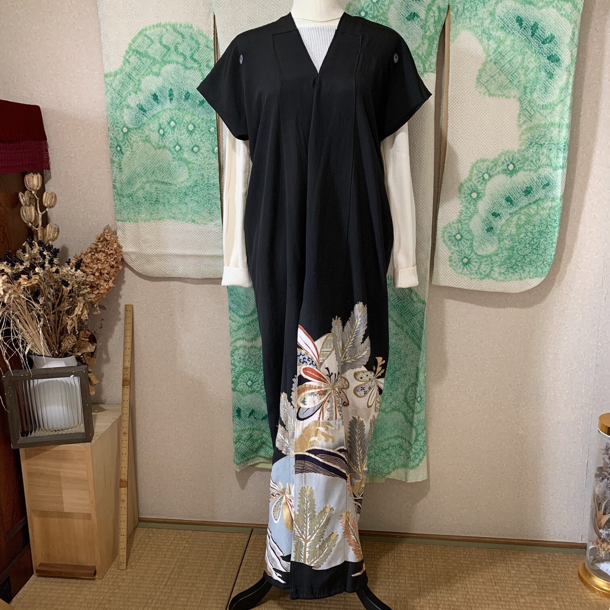 Up Cycled Remake Vintage Japanese Kimono to Kimono Long Gilet