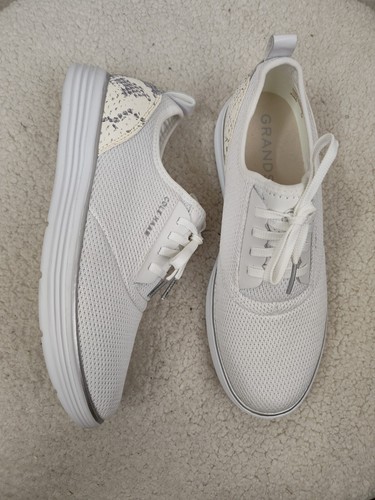 Cole Haan Grandsport Women Sneakers 9 1/2B Cream Fabric Lace Up Athletic Shoes - Picture 6 of 13