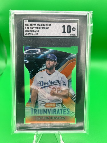 2023 Topps Stadium Club Orange Triumvirates SGC 10 Clayton Kershaw #7/50
