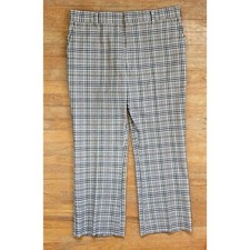 Vintage 1960s Mens Plaid Pants Size 38x29 Brown Tartan Trousers Woven 38 Waist