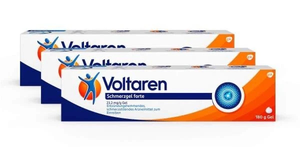 NOVARTIS 3x VOLTAREN Schmerzgel forte 23,2 mg/g 180 g PZN 11240397