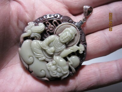 Buddha FU DOG Resin SS Bail 2 5/8'' Pendant Collectible Reiki RBF-1