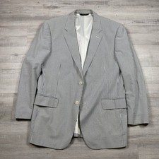 Jos A Bank Mens Seersucker Blazer White 43R Stripped Preppy Formal 2 Button