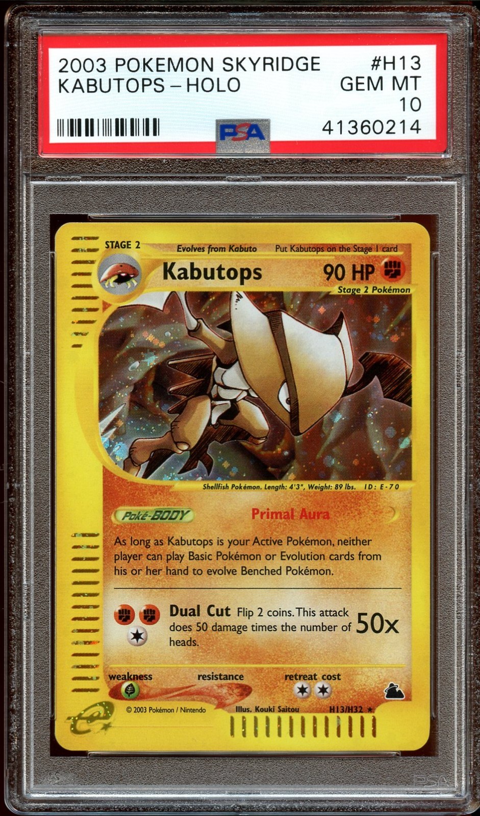 PSA 10 GEM MINT Kabutops H13/H32 HOLO RARE Skyridge Pokemon Card