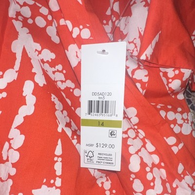 Women s Red/White Floral Short Sleeve Regular Dress Size 14 MPN DD5AD120