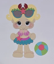 Beach Treasure Girl Blonde Hair. Scrapbook, Card Making Paper Piecing