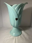 McCoy Pottery 1940s Aqua Tulip Vase Art Deco Style Mid Century VTG USA As Is