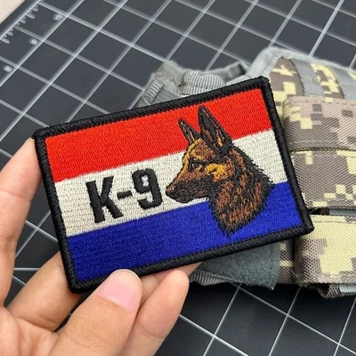 Écusson Patch Brodé K-9 Chien Berger Allemand Tactique Pays-Bas 9cm Scratch - Photo 1/4