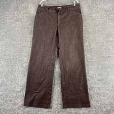 Lee Natural Fit Just Below The Waist Pants Womens 14 MED Brown Flat Front Casual