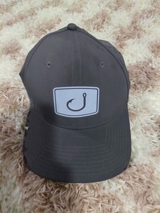Fishing Hook Patch Black Cotton Adjustable Baseball Cap Hat Unisex Adults
