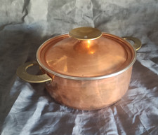 Kupfertopf mit Deckel Kochtopf mit Messinggriffen Durchmesser  19,5 cm