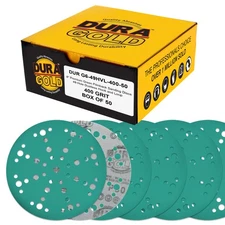 400 Grit 6" Green Sanding Discs, 49-Hole, Box of 50 - Hook & Loop Sandpaper