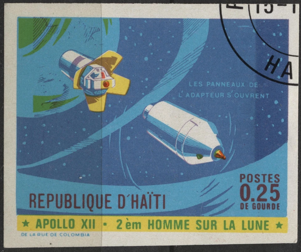 Haiti 1970 #639x~639Ox 5c-1.50g, Space Exploration, imperf, used - Image 4 of 4