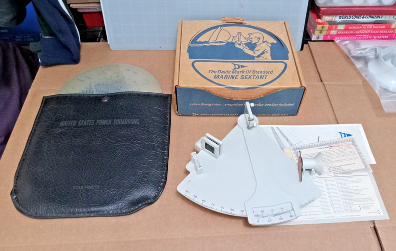 Vintage Davis Mark III Standard Marine Sextant & US Power Squadrons Star Finder