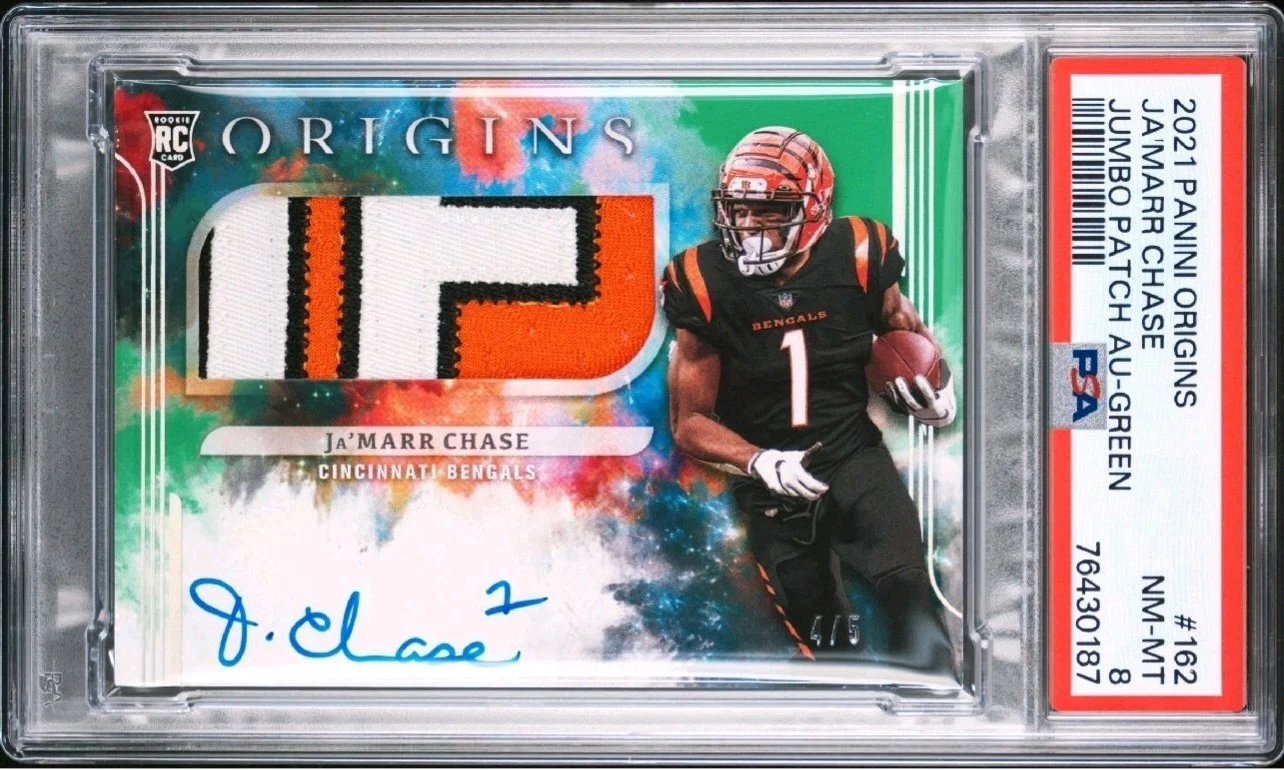 JaMarr Chase Panini Origins #162 Jumbo Patch Autograph-Green