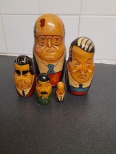 Vintage Political Figures  Russian Nesting Doll Set 5 Stacking Dolls