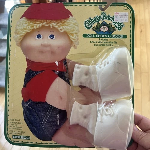 1984 Coleco Cabbage Patch Kids Vintage Shoes Socks White New for 16" & Preemies
